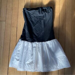 Hollister dress womens S juniors strapless preppy beach lined shorts black white